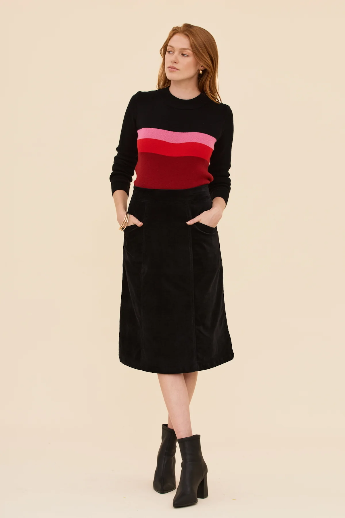 Black Velvet A-line Skirt - Image 3