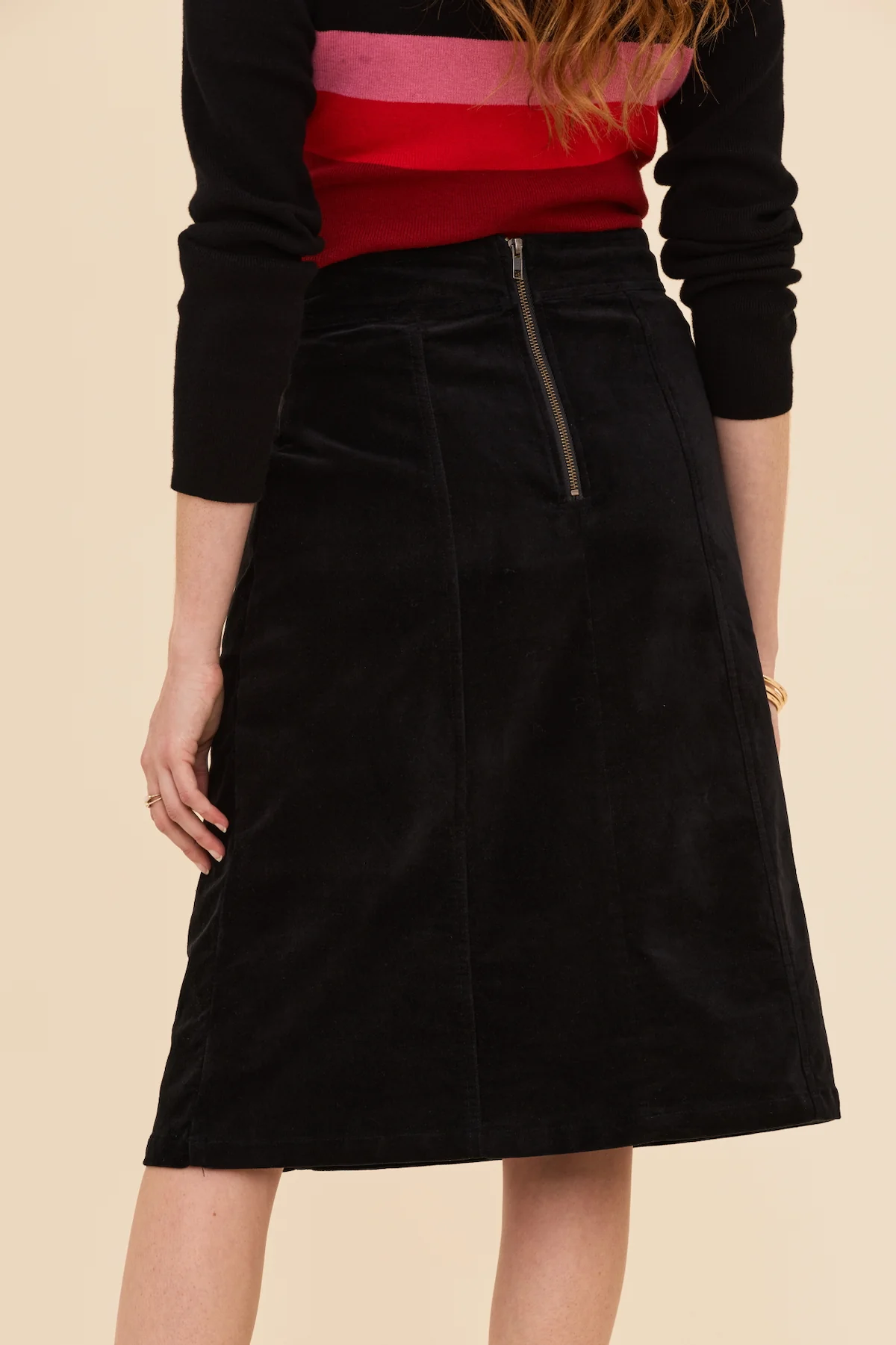 Black Velvet A-line Skirt - Image 6