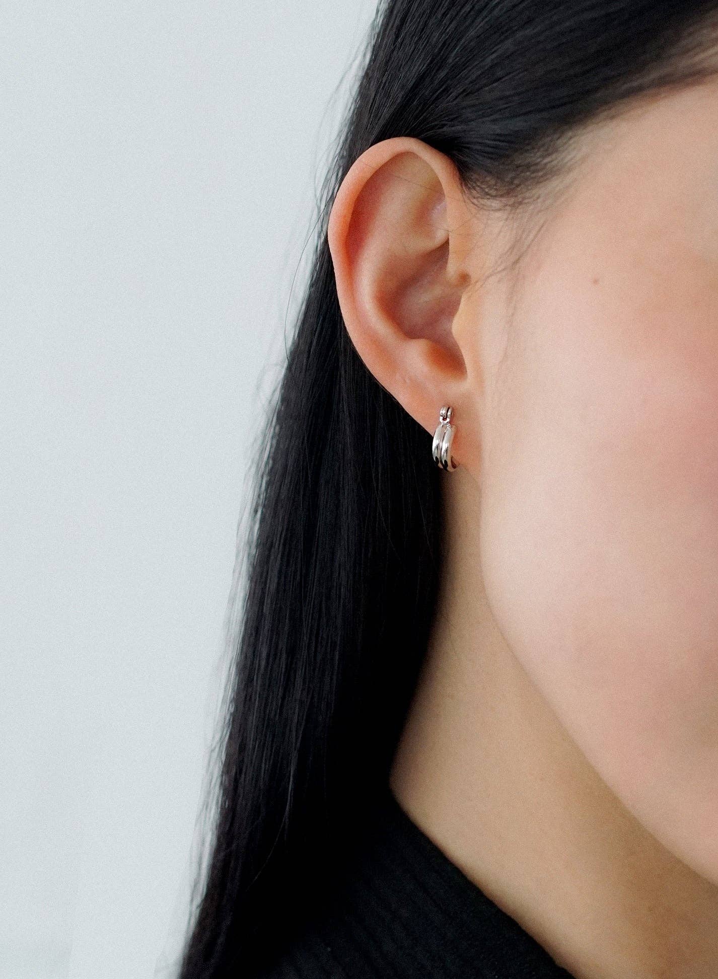 Double Line Mini Hoops: Gold Plated - Image 3