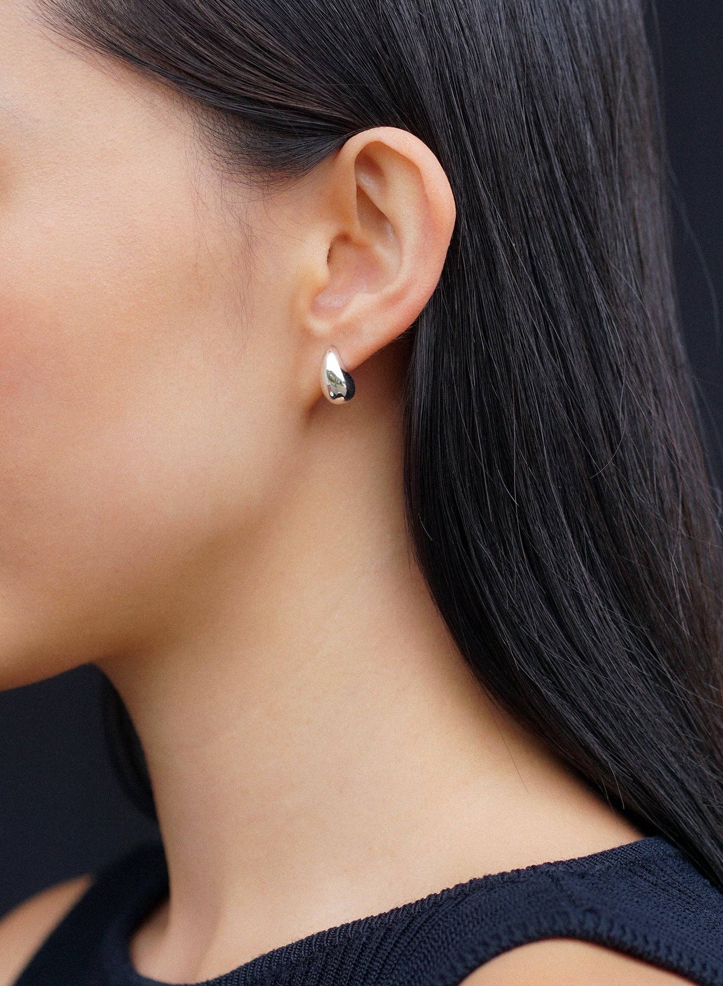 Droplet Earrings ㅡ Small • Silver - Image 2