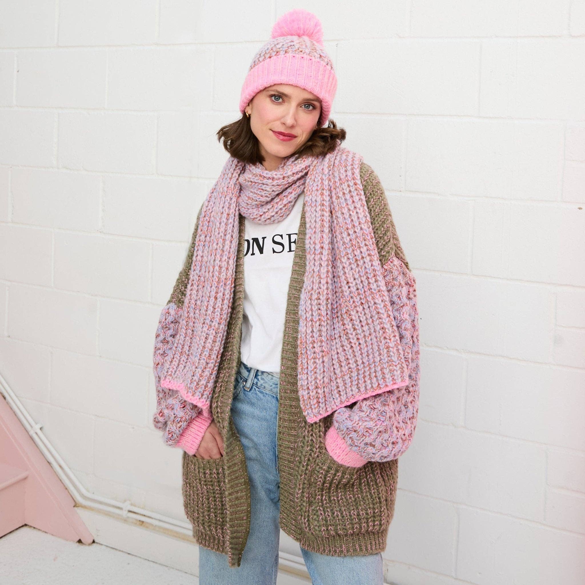 Lolly Hat Twist Bobble Pink Beanie - Image 8