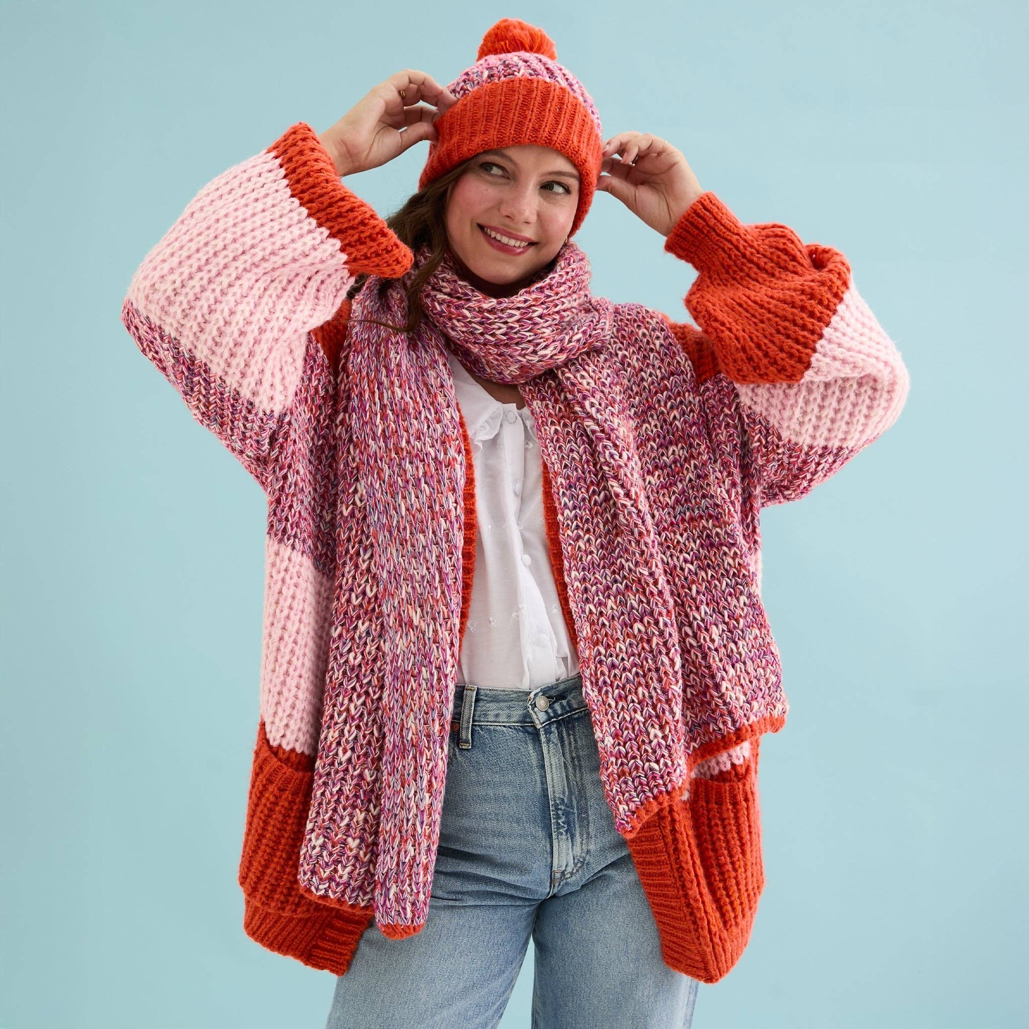 Lolly Twist Bobble Beanie Hat - Orange - Image 3
