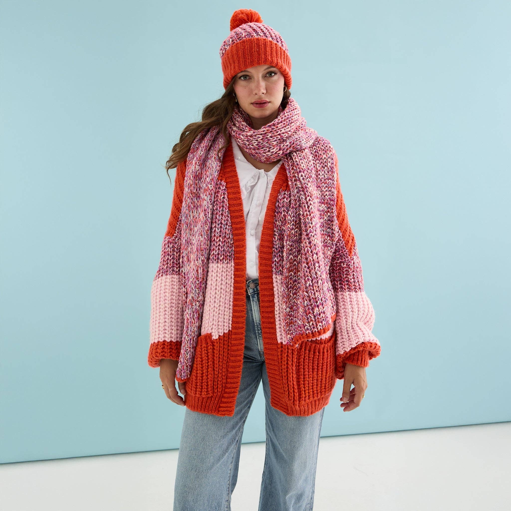 Lolly Twist Bobble Beanie Hat - Orange - Image 4