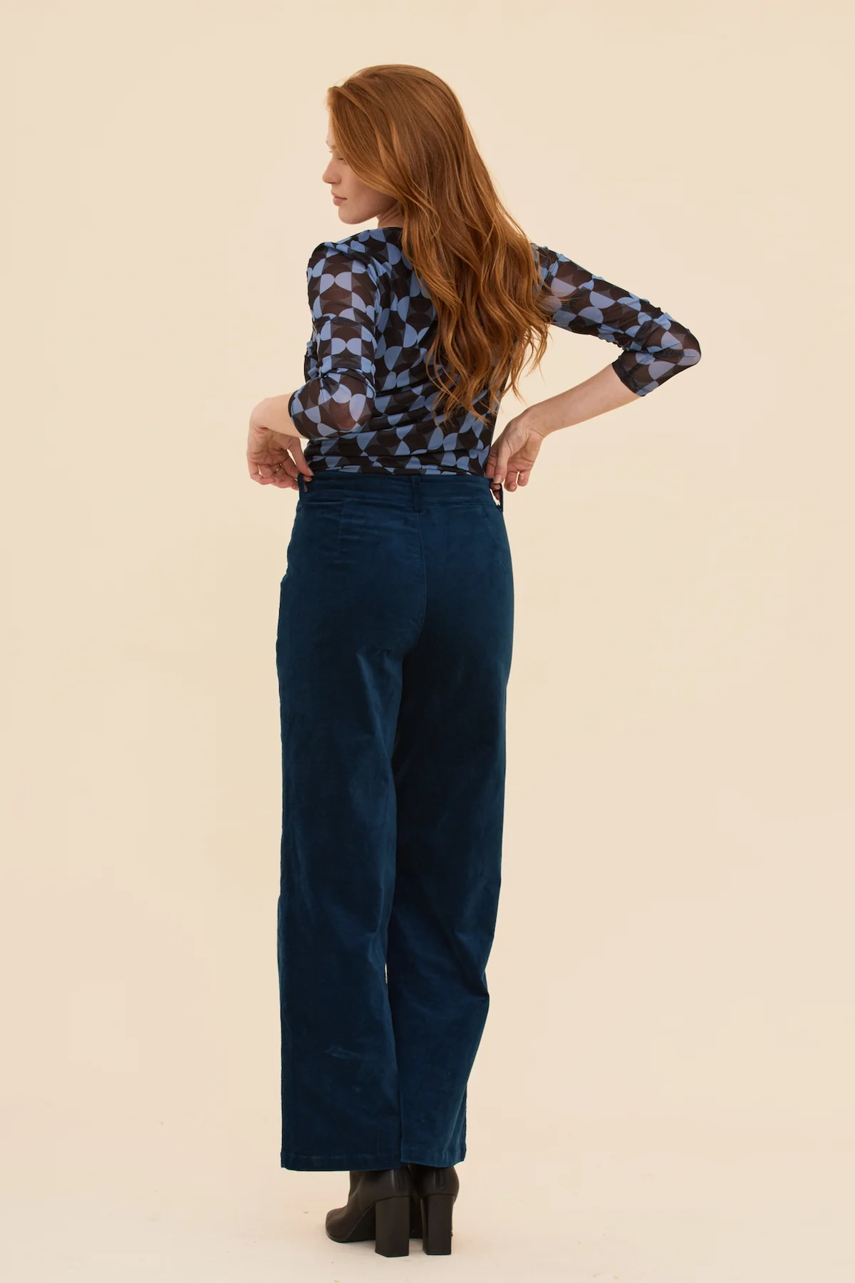 Petrol Velvet High Waist Pants - Image 8